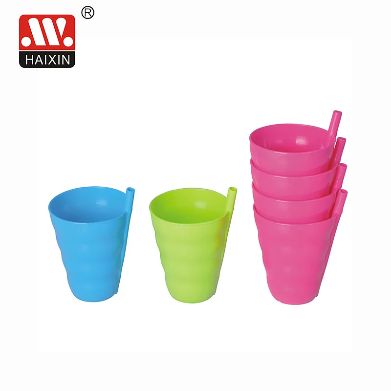 300ml Colorful Plastic Ice Cream Cup or Cup with Straw Series