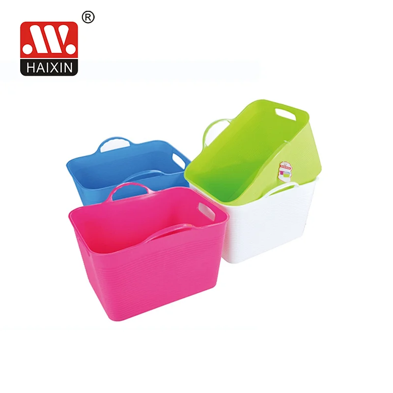 Plastic flexible rectangular handy PE bucket 27L for storage