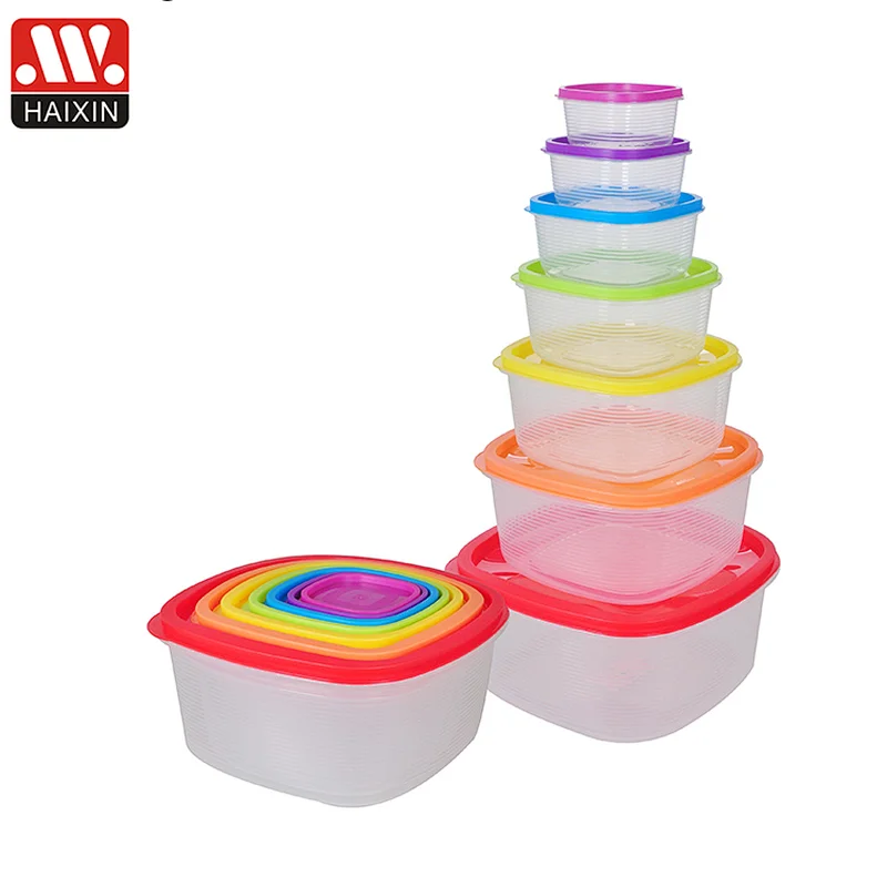 7pcs Plastic Food Container Set Fruit Vegetable Rainbow Storage Containers Food box