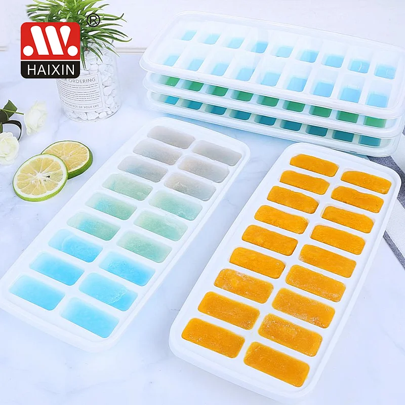 Flexible Silicone Ice Cube Tray Easy Release Ice Trays With Lid Make 18 Ice Cube Mold