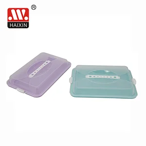 Plastic Rectangular Flat Cake Box with Handle and Snap Lock Series