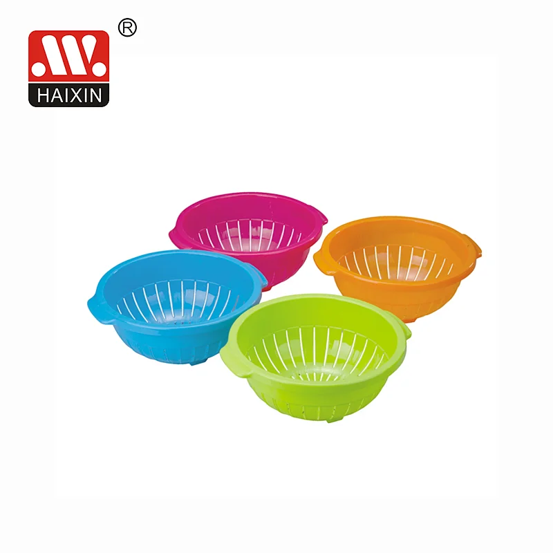 Plastic round slotted colander with two handles