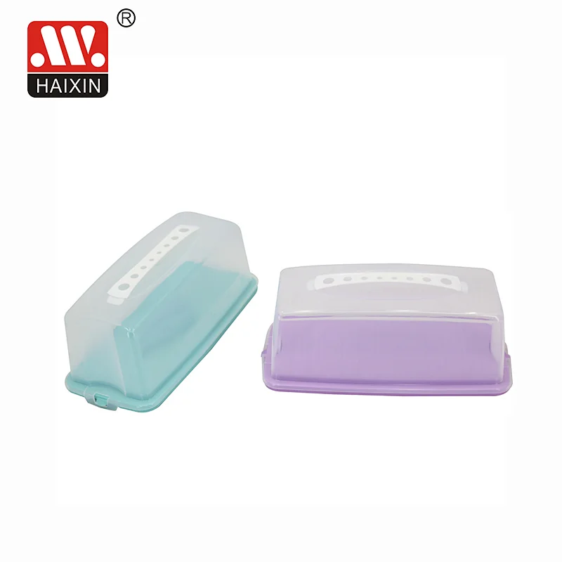 Rectangular Cake Carrier Cover Container with Translucent Dome and Holder