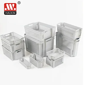 Tall Stackable Plastic Crates Clothes Storage Basket Bins Series