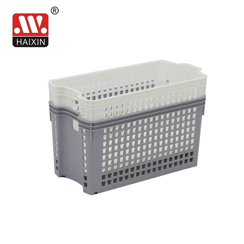 Stackable Woven Plastic Storage Baskets Bins for Food Fruits Files Series
