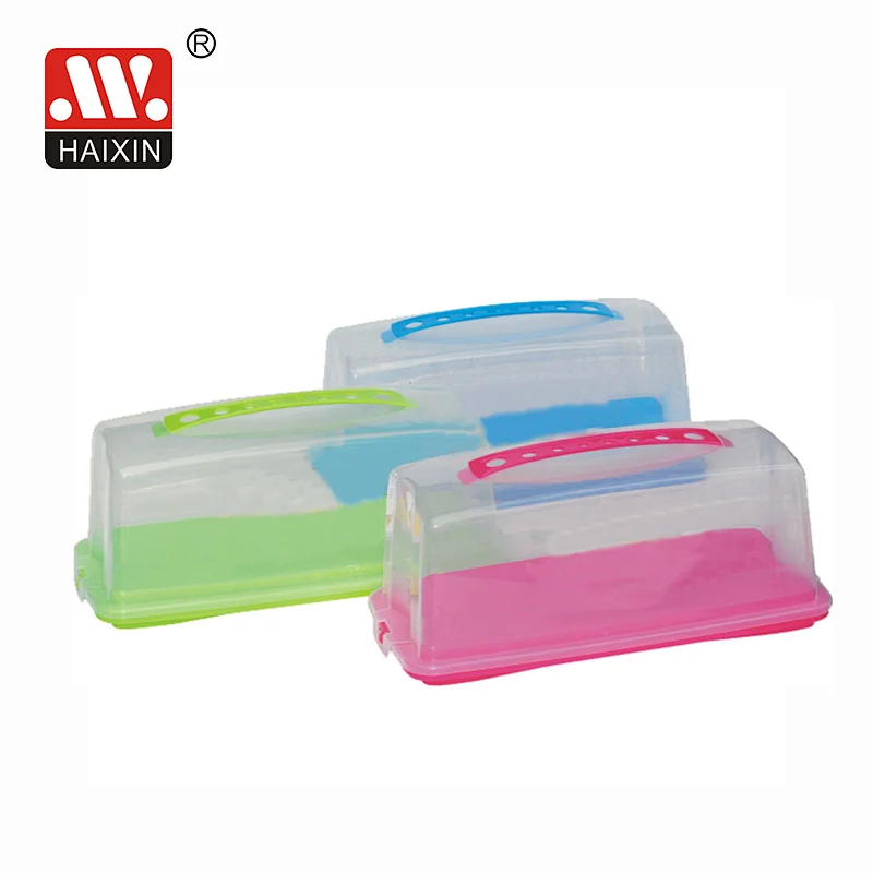 Rectangular Cake Carrier Cover Container with Translucent Dome and Holder