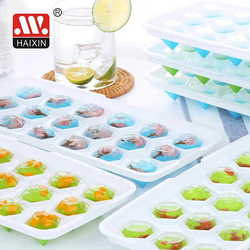 Diamond Shaped Ice Cube Tray With Lid Silicon Ice Cube Maker  Juice Cube Tray Storage