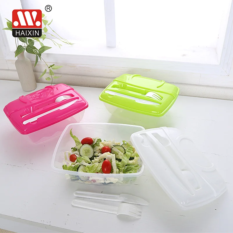 2.1L Square Food Take Out Container with Fork&Knife&Chopsticks