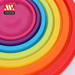 Set of 7 Round Plastic Food Containers with Colorful Lids