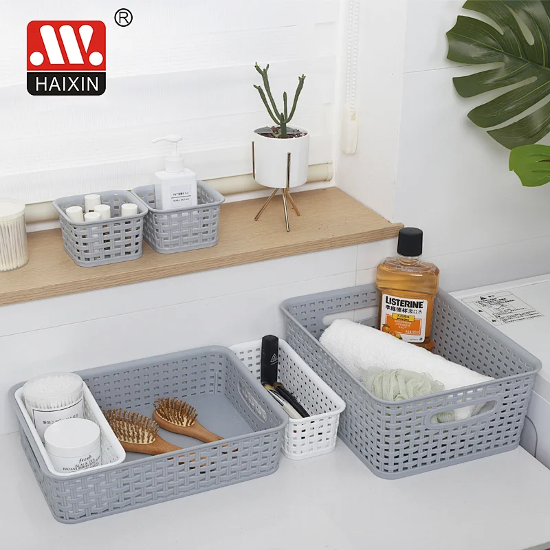 8 pcs plastic basket storage organizer with handle BPA free