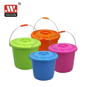Multi Color Round Plastic Bucket with Lid for Home Washing