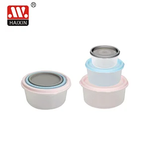 Set of 3 Seal Lid Round Plastic Food Boxes