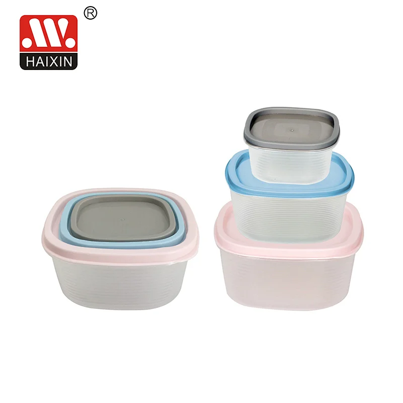 Set of 3 Seal Lid Square Plastic Food Boxes