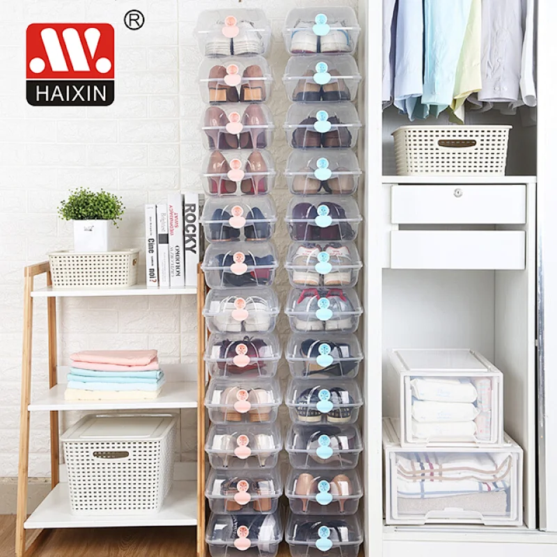 Transparent Shoe Plastic Storage Artifact Clamshell Drawer Type Box for male