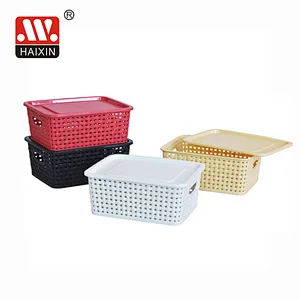 New Design rectangular 5L/10L/17L basket with cover  multipurpose use plastic hollow basket