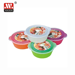 1.65/2.55L Round plastic food container with venting hole and handle