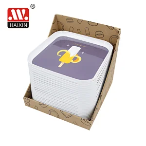 Plastic Square Dinner Plates Reusable BPA Free Display Box Packing 24 Pack