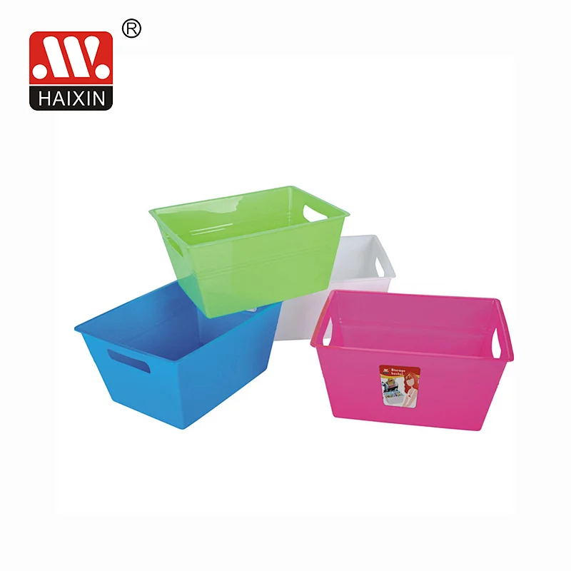 Plastic Storage Tubs With Handle Utility Basket In Square Shape Assorted Storage 2.5L