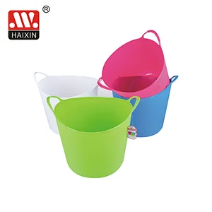 Plastic flexible round PE bucket 14L/26L/38L for storage