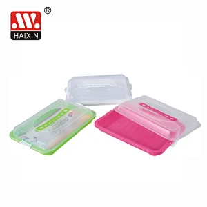 Plastic Rectangular Flat Cake Box with Handle and Snap Lock Series