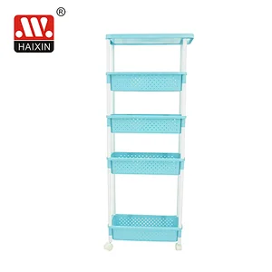 Classical Plastic Kitchen Rack Holder Shelf with 5 Layers and Wheels for Home Office