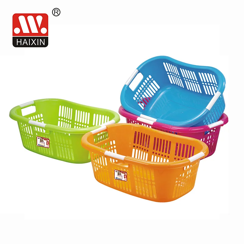 Curved Shape Laundry Basket Plastic Laundry Baskets With Handles Assorted Basket 27L