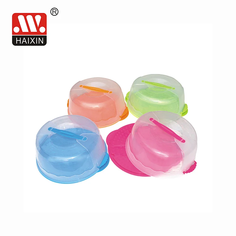 Plastic houseware big cake server round cake box with click