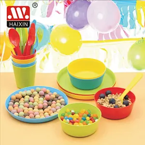24Pcs Plastic Kids Dinnerware Set (Plates, Bowls, Cups, Spoons, Flatware and Dishes)