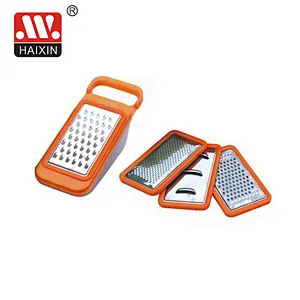 Kitchen stainless steel grater set with container base and adjustable four blades