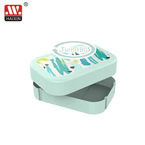 Plastic turn-around food container with printing and band for picnic 800ML