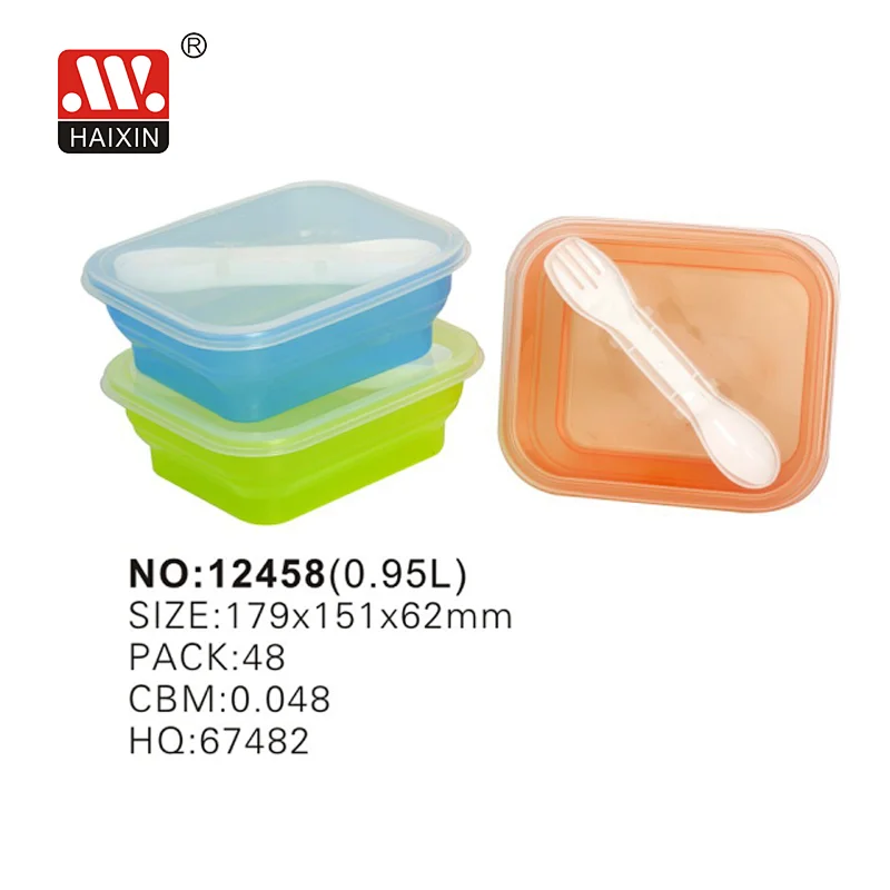 950ml Small Plastic Baby Food Box Storage Container with Lid & Spoon Set