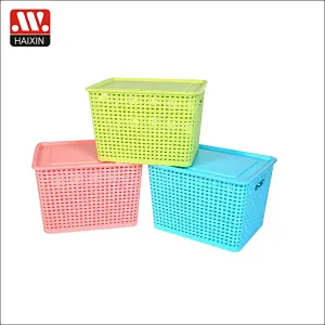 New Design rectangular 5L/10L/17L basket with cover  multipurpose use plastic hollow basket