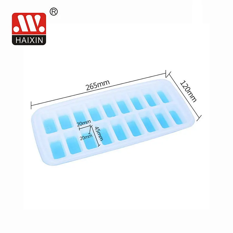 Flexible Silicone Ice Cube Tray Easy Release Ice Trays With Lid Make 18 Ice Cube Mold
