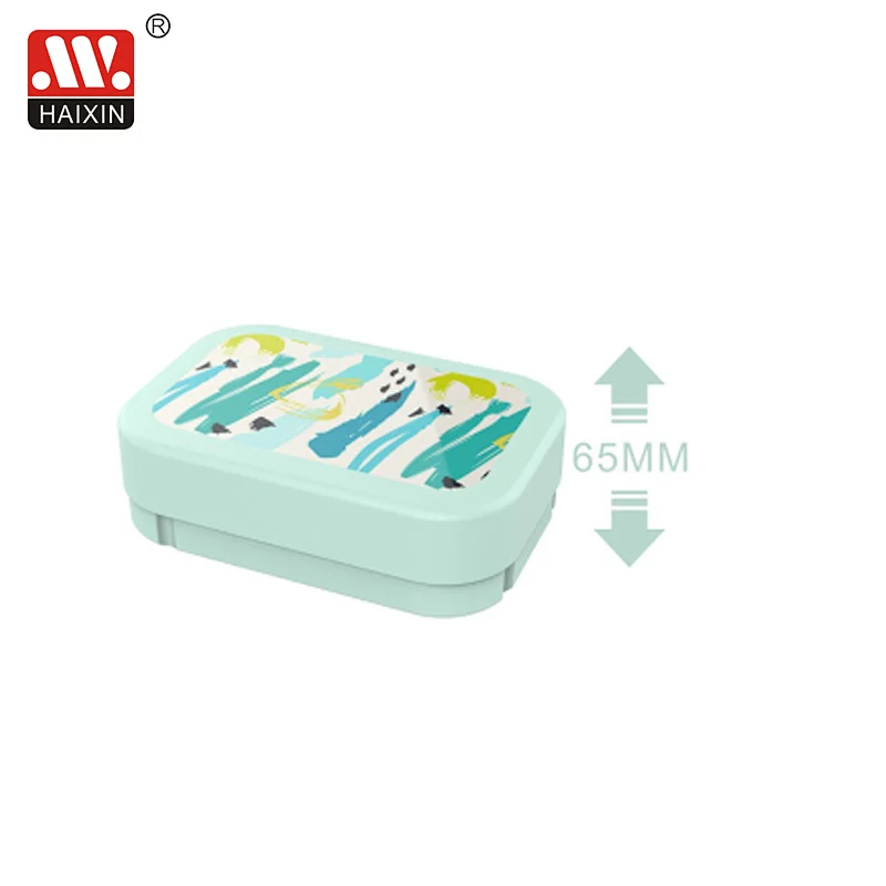 Plastic turn-around food container with printing and band for picnic 800ML