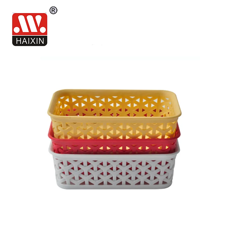 Plastic rectangular storage weave basket 1.1L