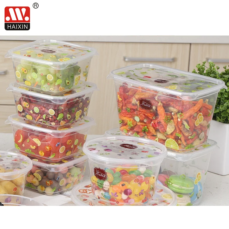Plastic Microwave In-Mold Labeling Cereal Storage Container with Lid