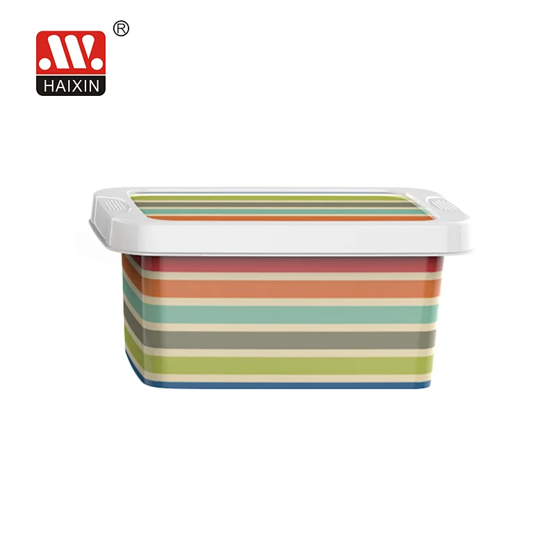 In mold labeling plastic storage basket rainbow storage box with lid(4.8L)rectangle