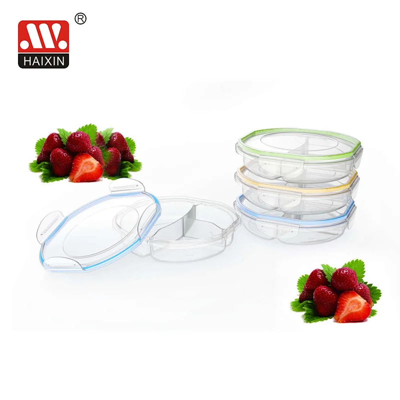 0.85L Plastic food container with silicone ring 3 compartments