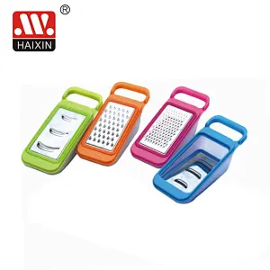 Kitchen stainless steel grater set with container base and adjustable four blades