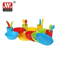 24Pcs Children Plastic Dinnerware Set (Plates, Bowls, Cups, Spoons, Forks and Knives)