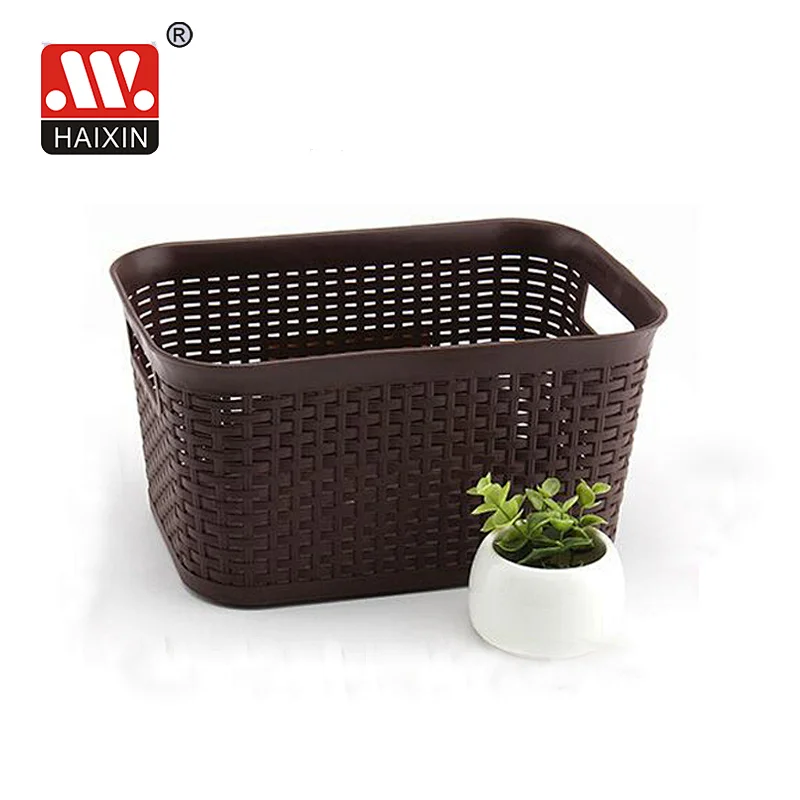 Plastic rectangular storage rattan basket 4.1L