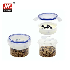 0.53L round snaplock airtight food container with spoon