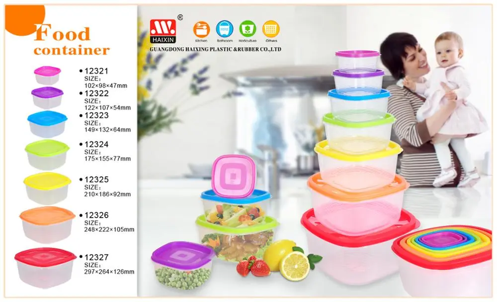 Hot sale 7pcs/5pcs/3pcs Rainbow round/square Meal Prep Plastic Food Storage Containers sets with lids