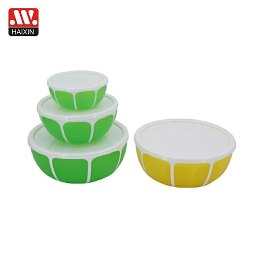 3PCS double color salad bowl Lemon bowl fruit bowls plastic salad bowl kitchen bowls with lid