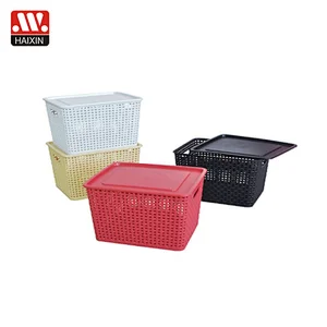 New Design rectangular 5L/10L/17L basket with cover  multipurpose use plastic hollow basket