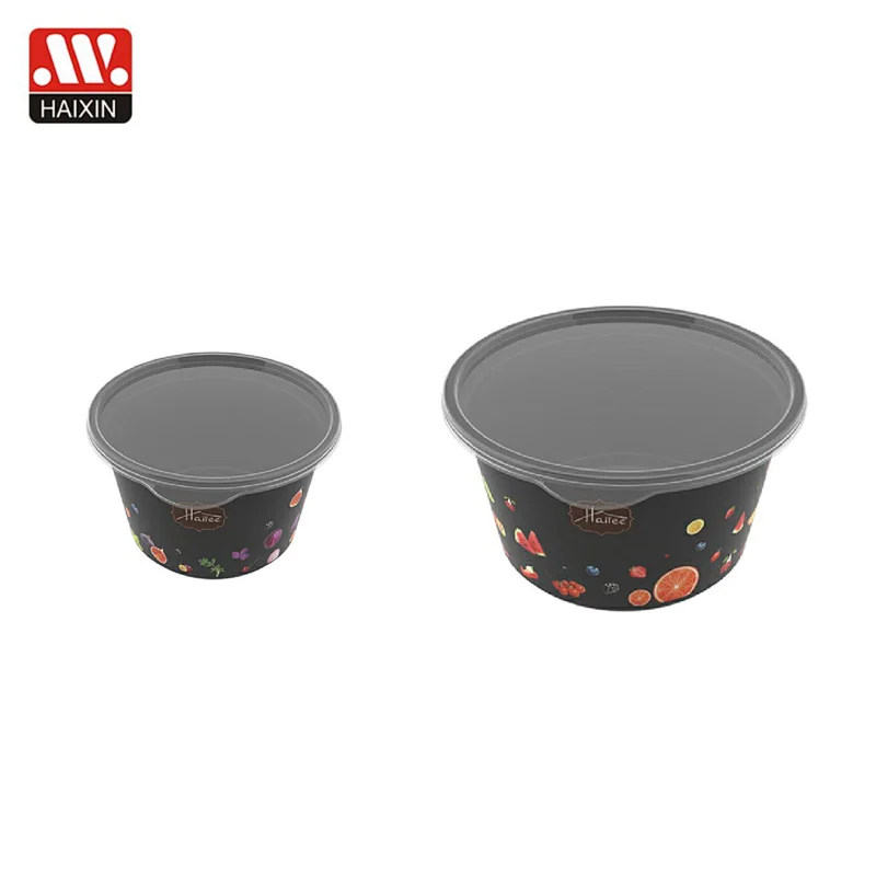 Black In-Mold Labeling Body with Lid Round Storage Lunch Box