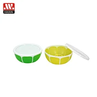 double color salad bowl Lemon bowl with lid  0.6L fruit bowls plastic salad bowl 2PCS