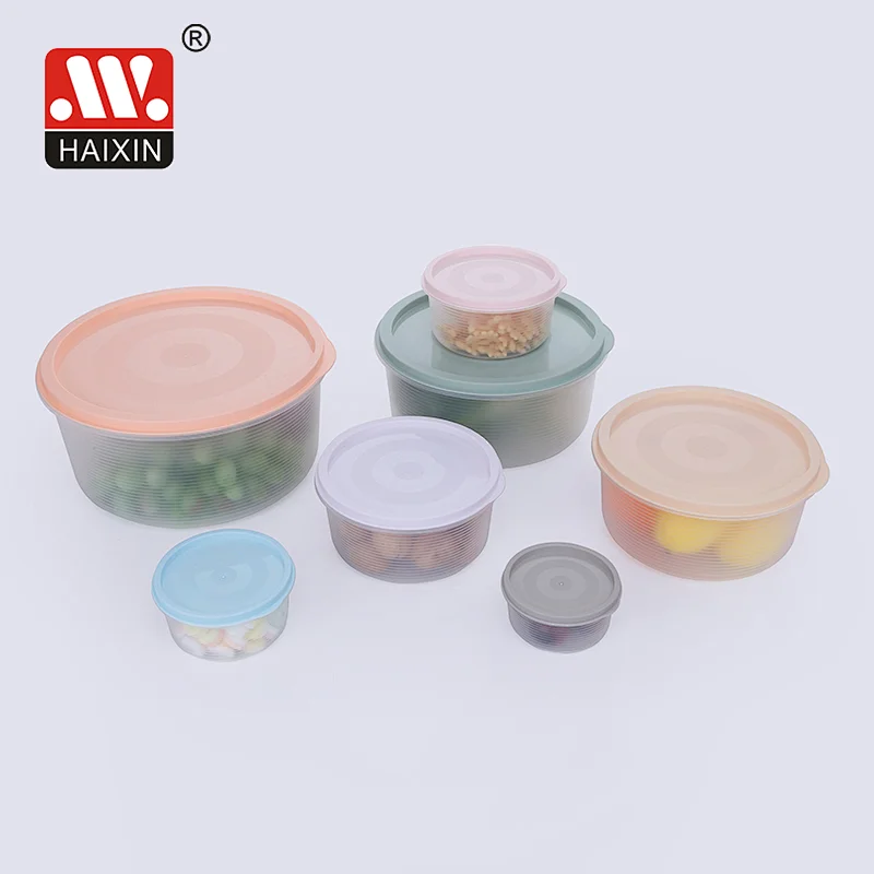 Pack of 7 Multi-Size Round Plastic Food Containers with Colorful Lids