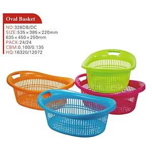 Plastic Laundry Basket In Oval Shape Laundry Basket With Handles Assorted Basket 18L