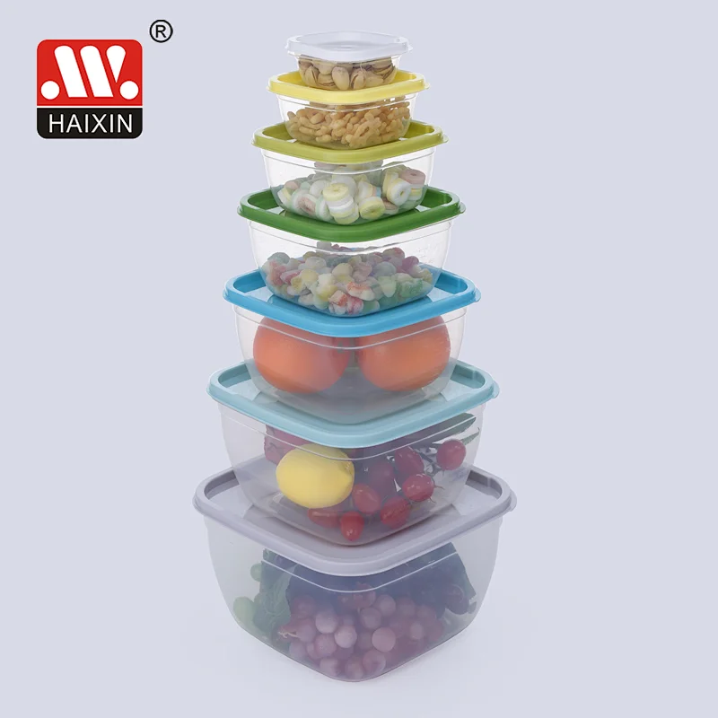 7Pcs Freezer Plastic Bento Box for Kitchen Food Storage Set